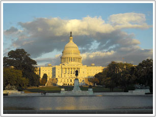 Image of the exterior of the U.S. Capitol, taken from the northwest.